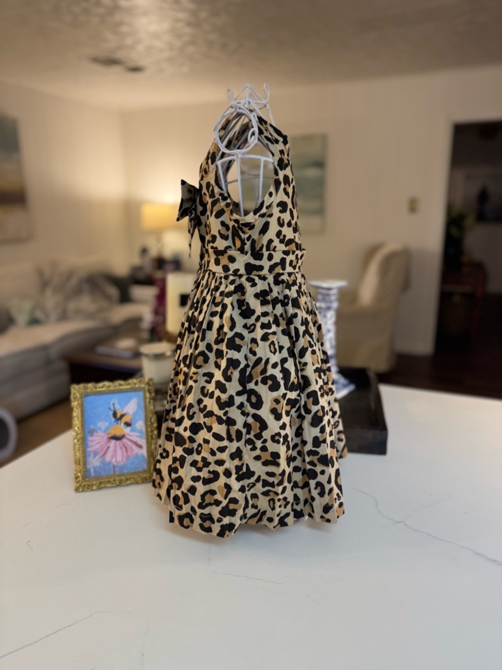 🤎🖤 JANIE AND JACK SILK PLEATED CHEETAH PRINT DRESS SIZE 2T! - Picture 3 of 11